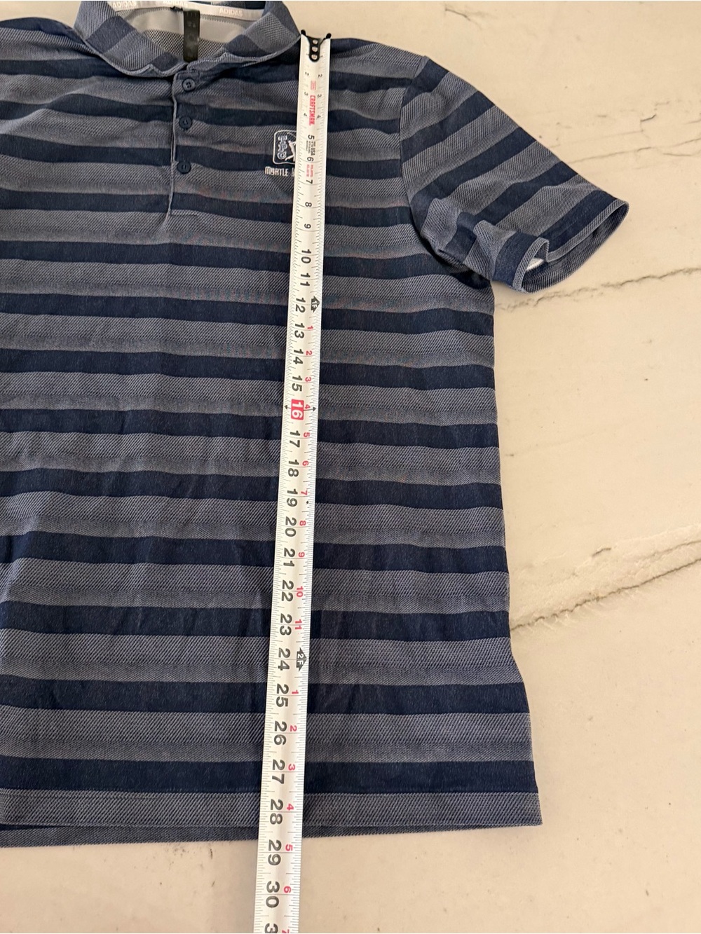 Adidas TPC Myrtle Beach Shirt Striped Golf Polo Men's Large Blue Gray - Picture 5 of 6